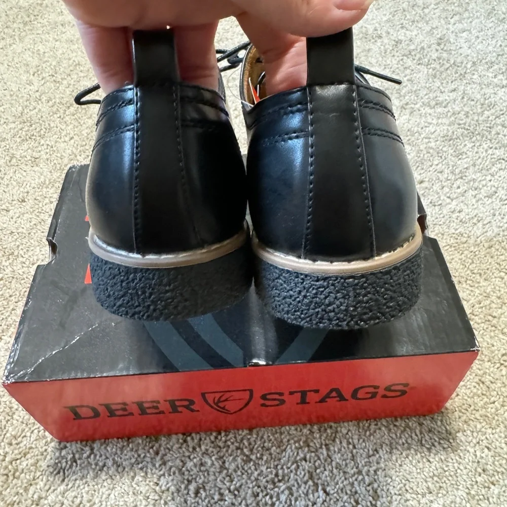 Size 6 Boy’s Deer Stags Black Zander Square Round Dress Shoes